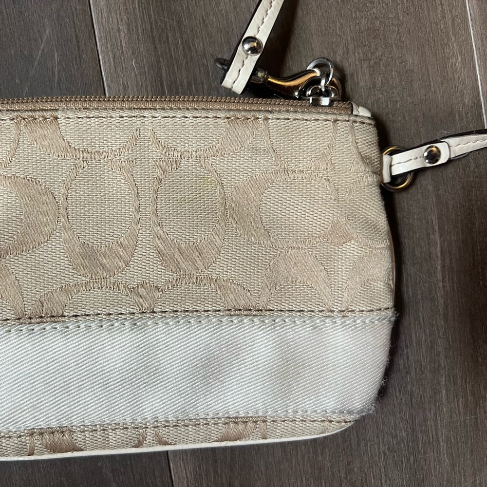 Coach Signature Beige Wristlet - Picture 2 of 3